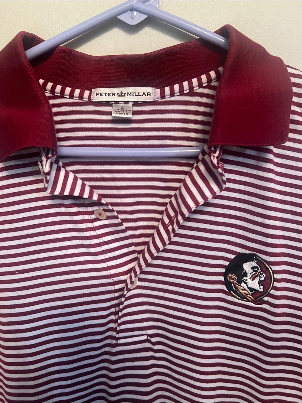 Peter Millar Striped Florida State Seminoles Men’s Polo Large